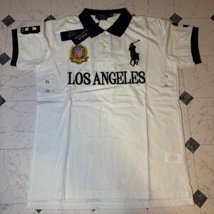 Polo by Ralph Lauren White and Black 'Los Angeles' Crest Polo Shirt